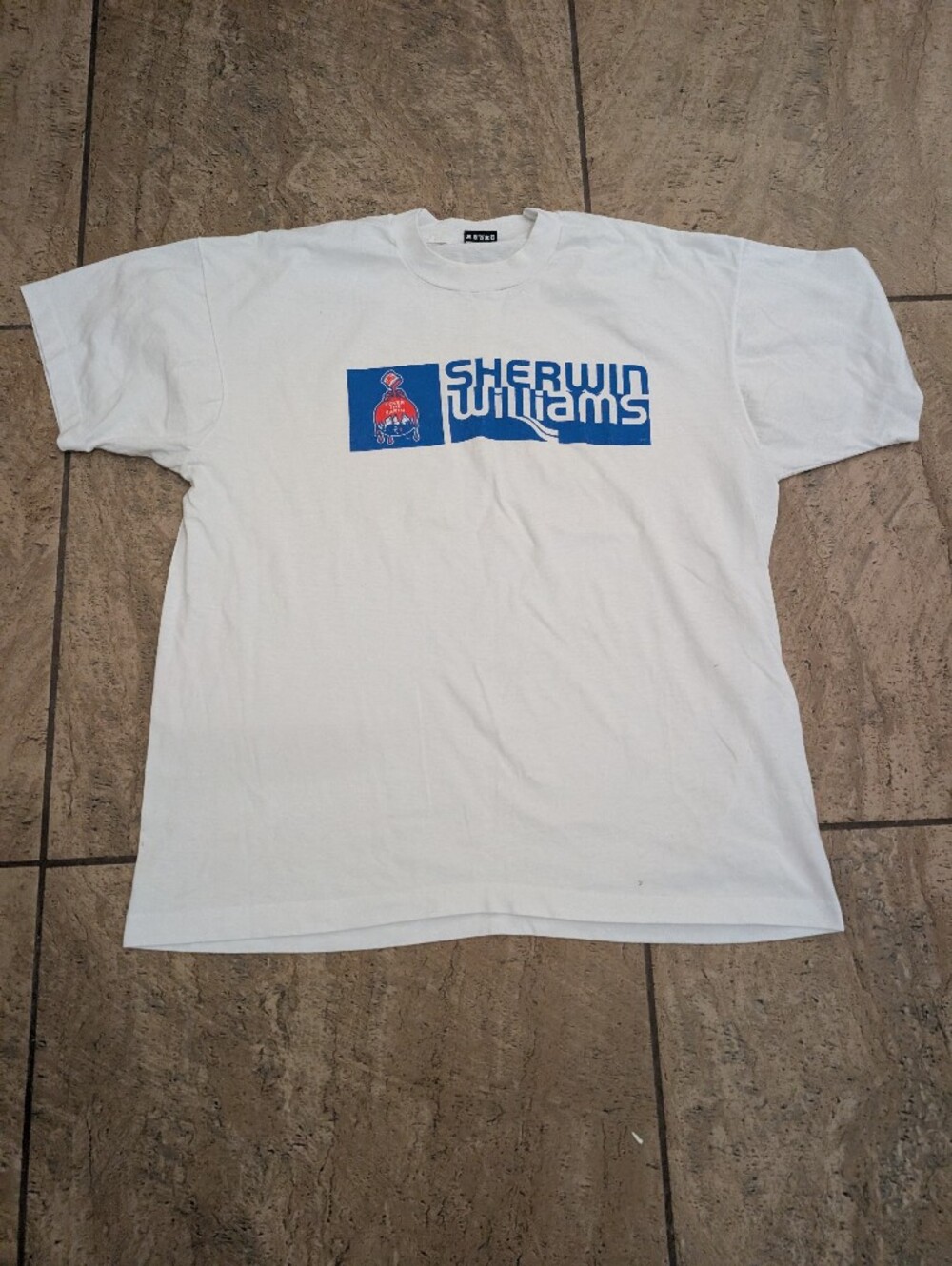 Vintage Thrashed Sherwin Williams Shirt Mens XL 90s Spell Out Logo Paint T-shirt